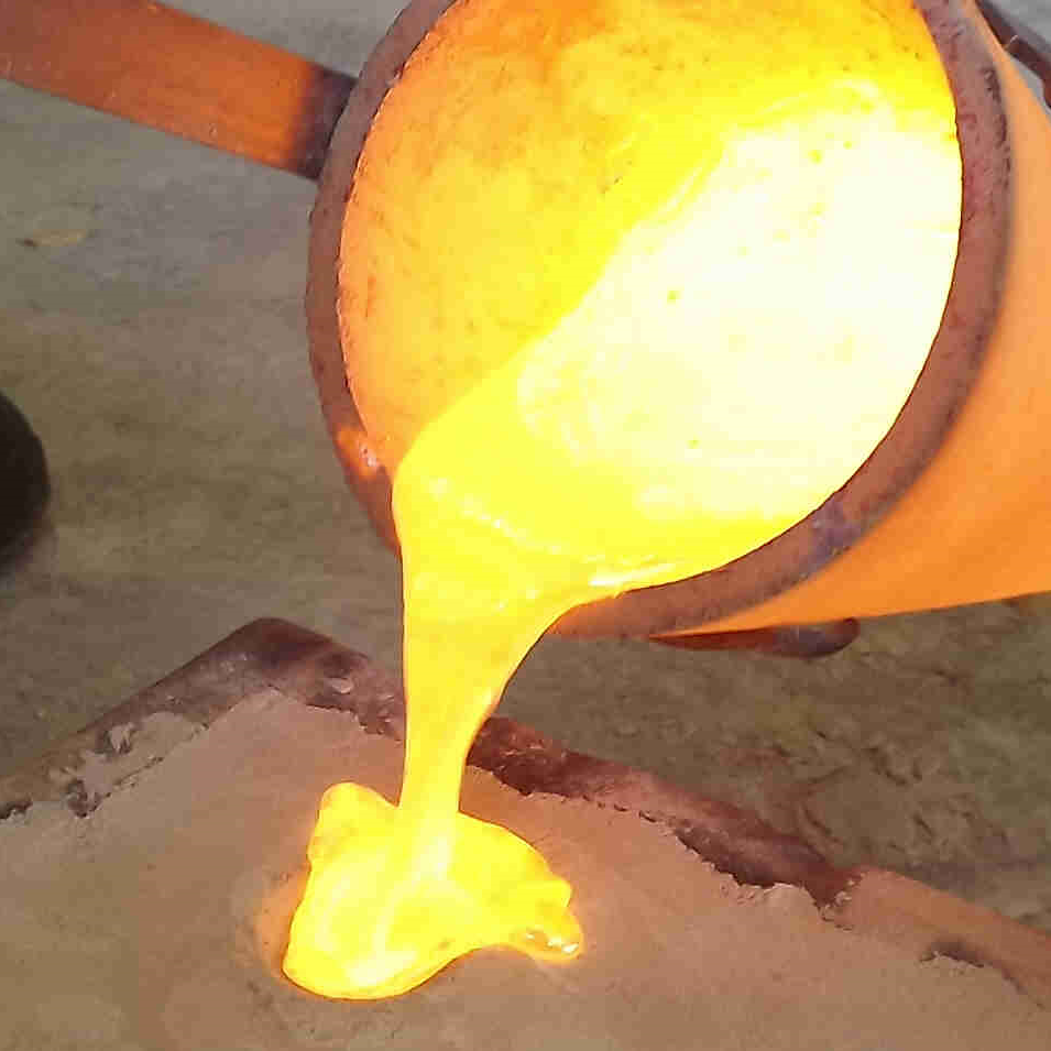 Crucible pouring molten metal